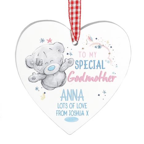 Personalised Me to You Godmother Wooden Heart Decoration £9.99